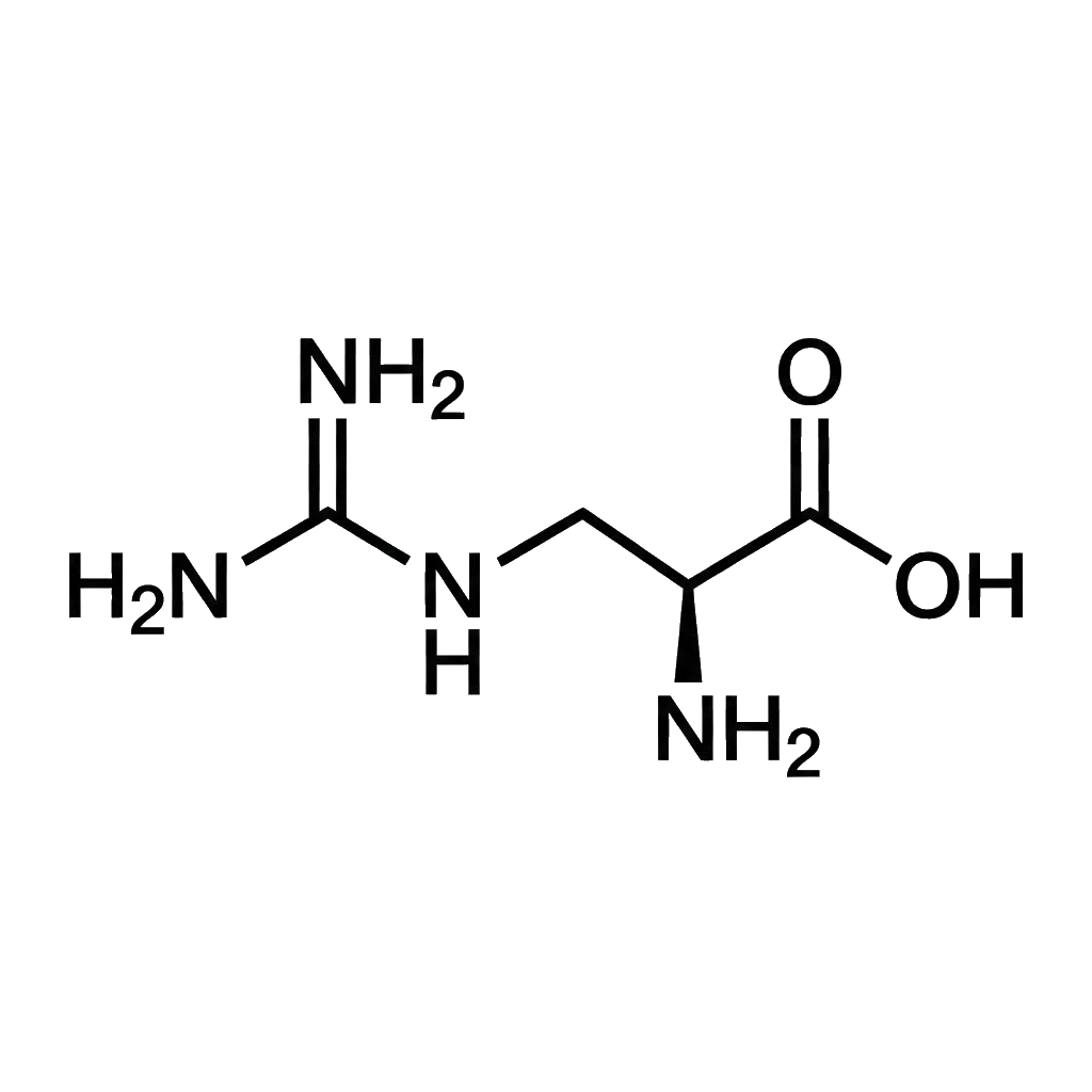 Chemical structure of a amino acid on a white background