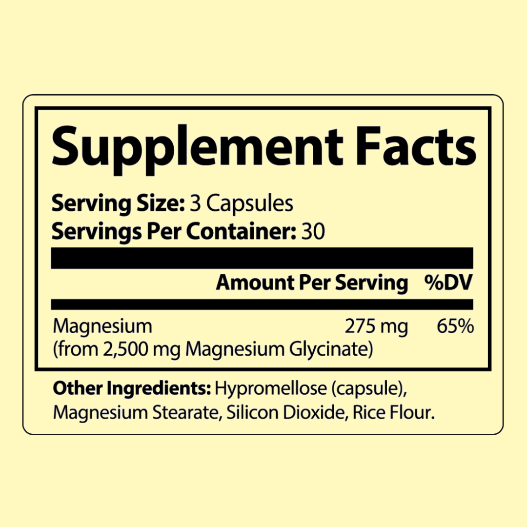 Magnesium Glycinate Supplement Facts Product