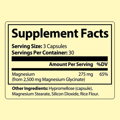 Magnesium Glycinate Supplement Facts Product