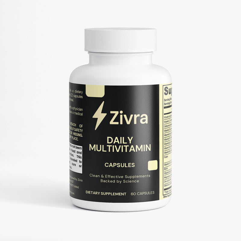 Zivra Daily Multivitamin bottle on a white background